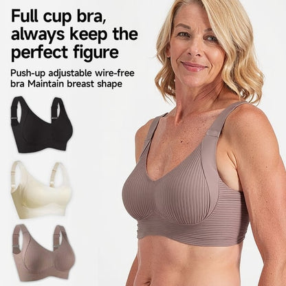 🔥Spring Sale 49% Off - Ribbed Push Up Adjustable Wireless Bra for Women