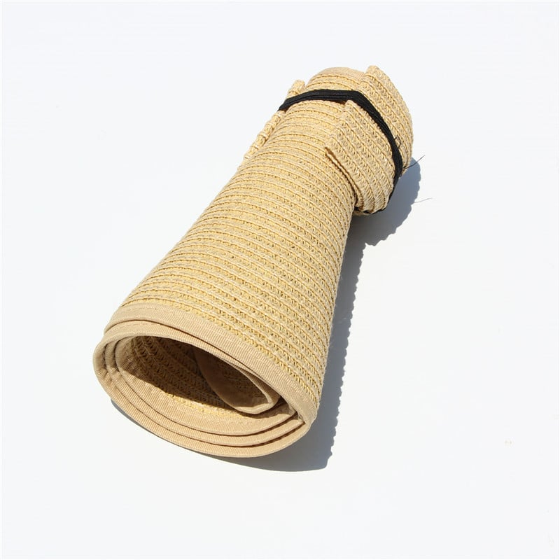 🌞  Foldable Open-Top Straw Sun Hat