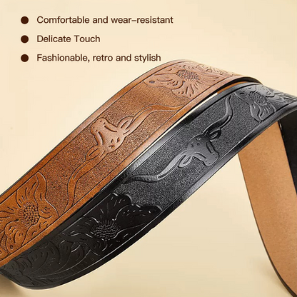 🤠 Embossed Tiger + Knife Buckle Belt ⚔️