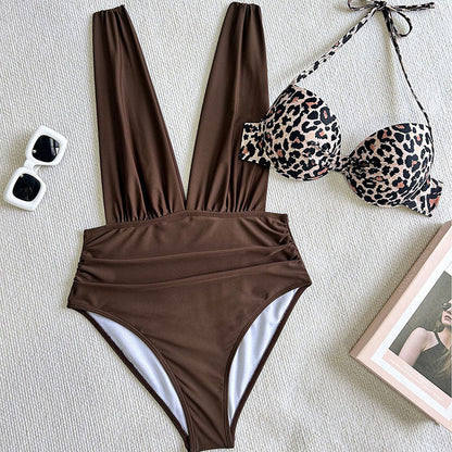 🌸Spring Specials💐 Women's Tie Solid Color Swimsuit 2-PCS Set