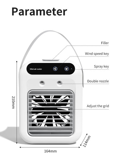 (Free shipping🛩️)🌬️USB mini humidifier air conditioner fan spray mobile refrigeration plus ice cold air blower