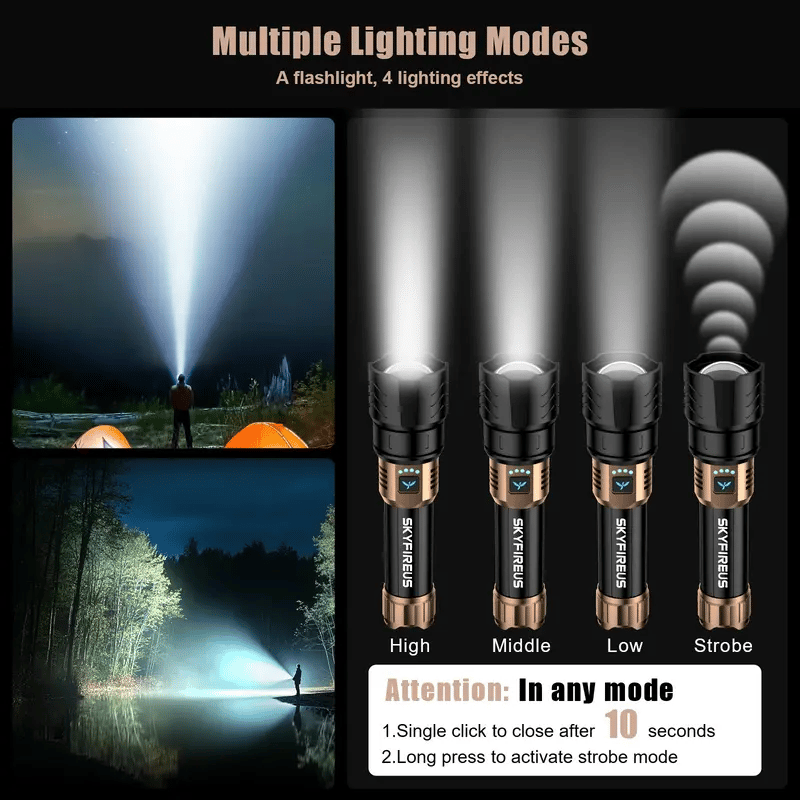SKYFIRE 1097 flashlight strong light ultra bright outdoor camping home long-range portable ultra long endurance lighting