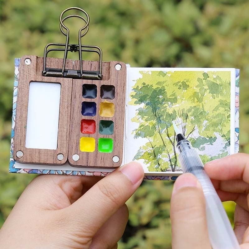🔥🎨 Walnut Wood Box Watercolor Paint Set