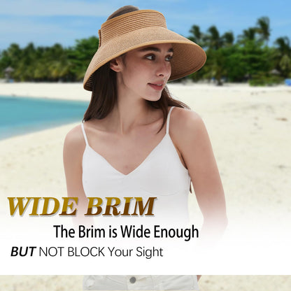 🌞  Foldable Open-Top Straw Sun Hat