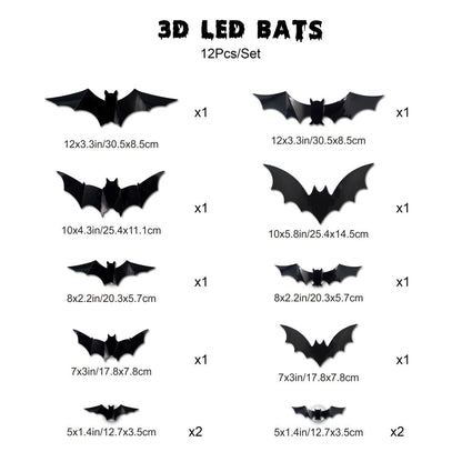 🔥On Sale🔥12pcs/set 3D Bat Design LED Decoration