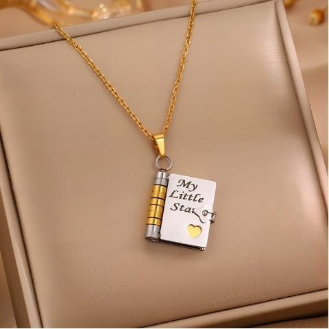 My Little Star Book Necklace for Daughter, Birthday Day Gift Graduation Jewelry of Love