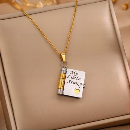 My Little Star Book Necklace for Daughter, Birthday Day Gift Graduation Jewelry of Love