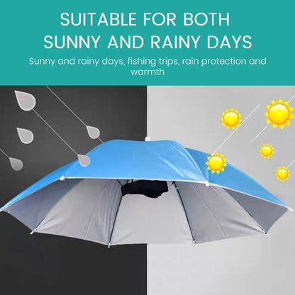 36" Diameter Fishing Umbrella Hat Folding Adjustable Sun Rain Cap