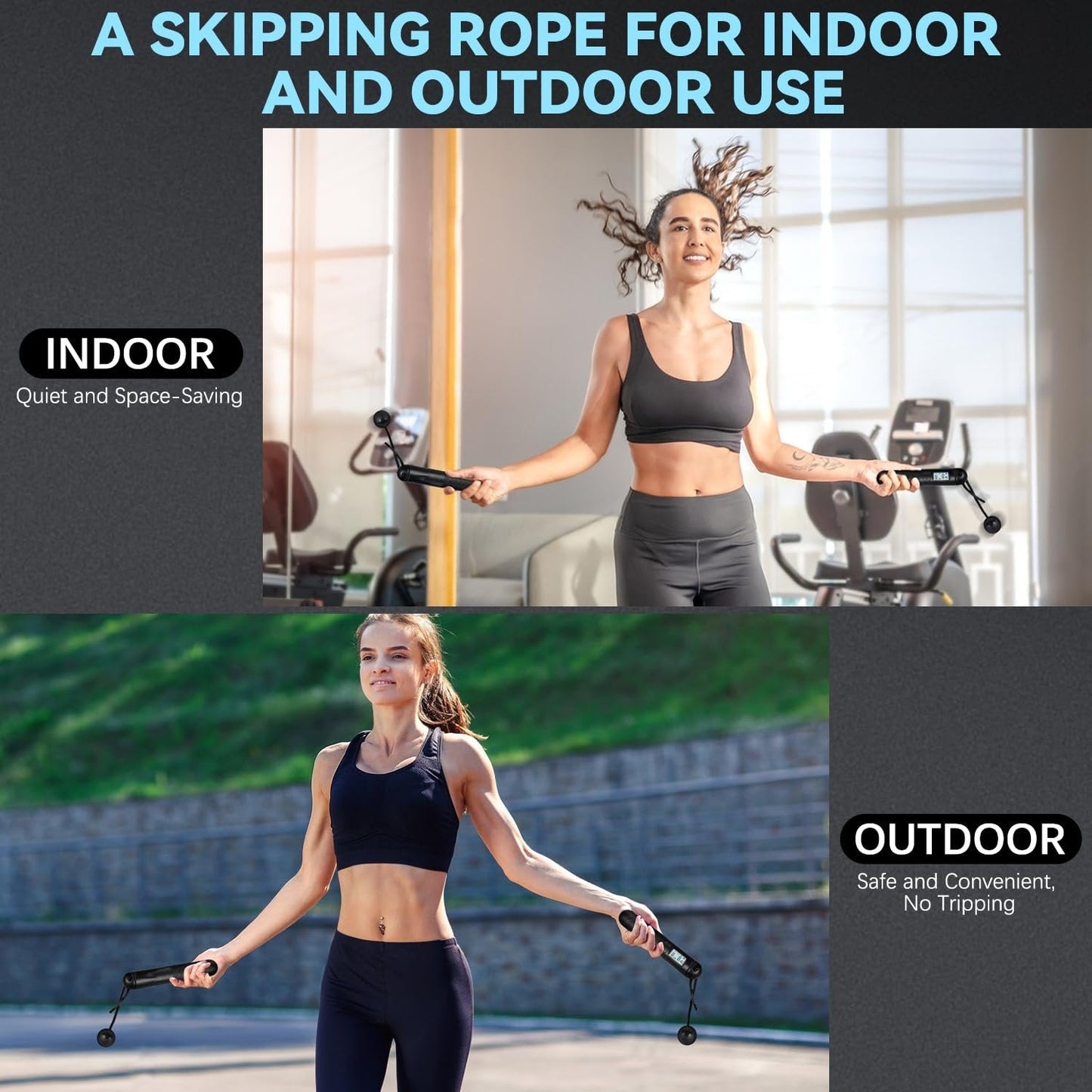 Skipping Rope with Counter, Cordless Jump Rope, Smart Weighted Jump Rope