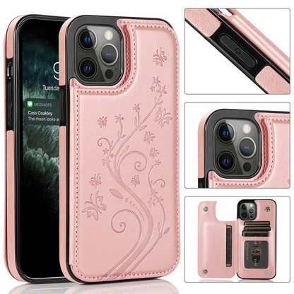 Butterfly Embossed Flip Card Case