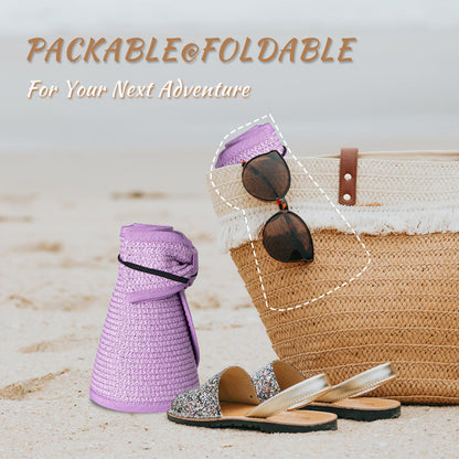 🌞  Foldable Open-Top Straw Sun Hat