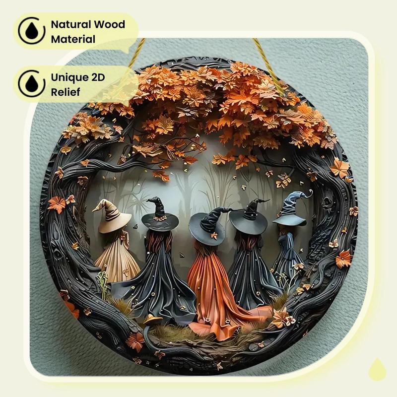 🔥2025 New Arrival 🔥Witch Pattern Wooden Hanging Sign