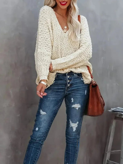 ✨Women's Off-the-Shoulder Sweater Loose Lightweight Pullover Top