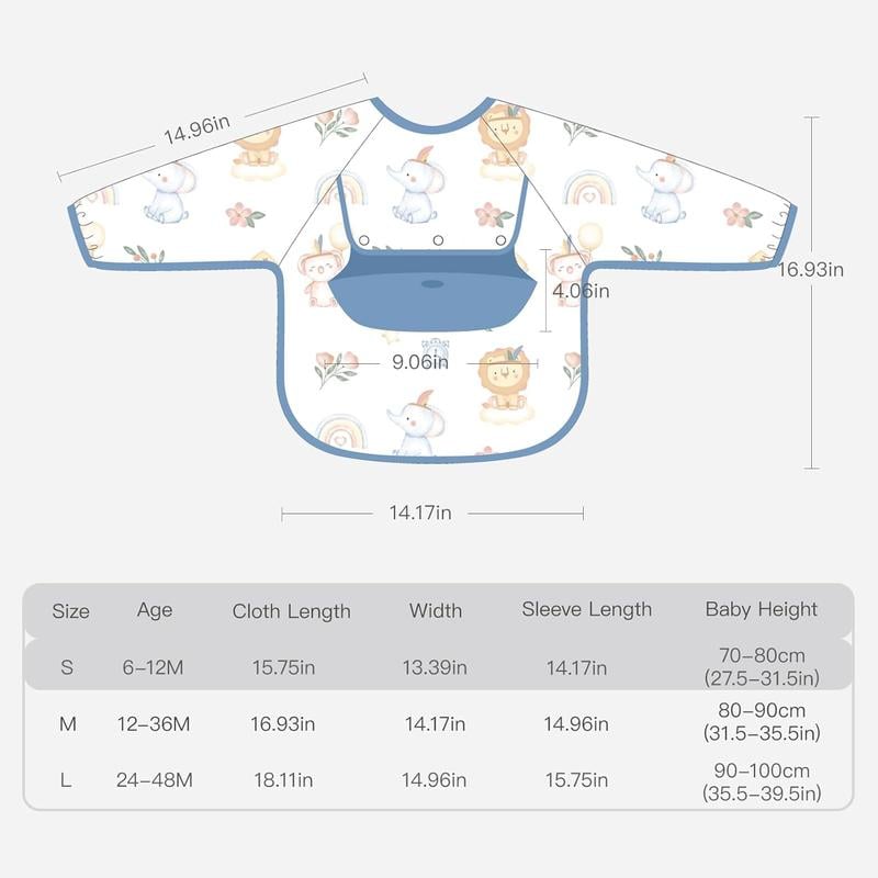 👶Baby Long Sleeve Bib with Silicone Catch Pocket