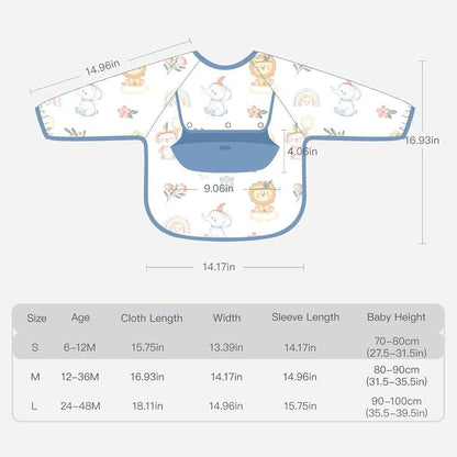 👶Baby Long Sleeve Bib with Silicone Catch Pocket