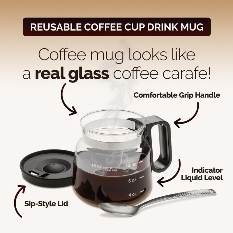 💕49% OFF💖☕ 16 Oz Glass Coffee Mug – Coffee Pot Style