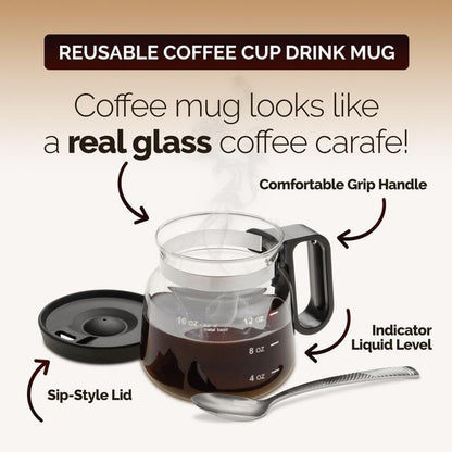 💕49% OFF💖☕ 16 Oz Glass Coffee Mug – Coffee Pot Style