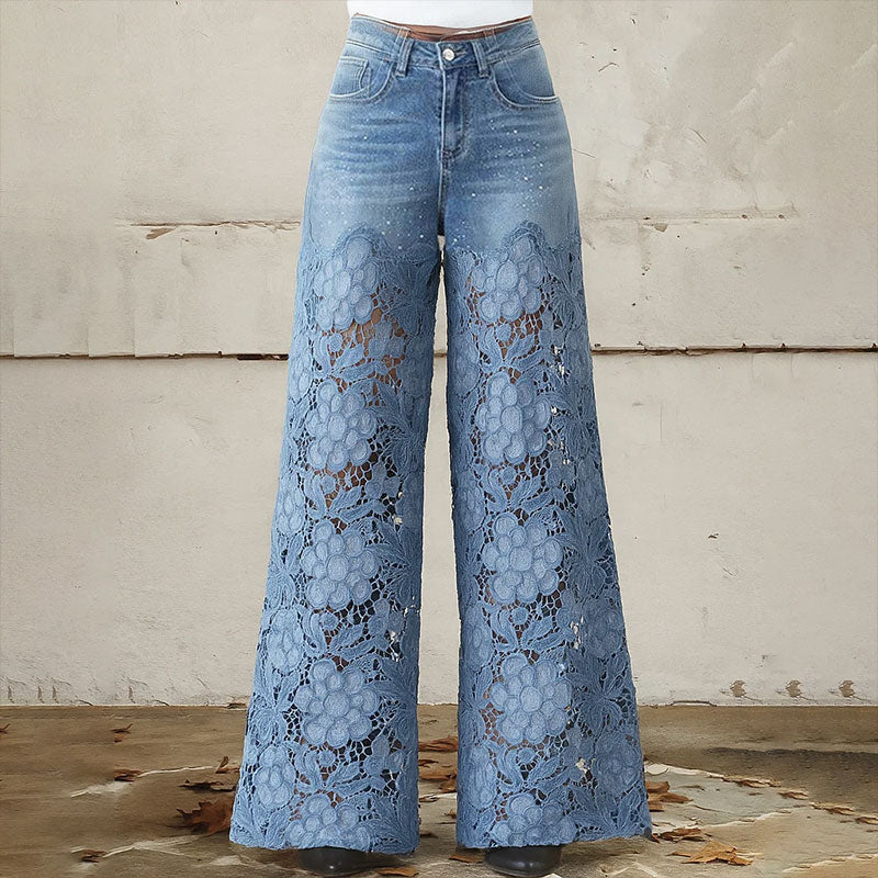 👖 Women's Breathable Cutout Wide-Leg Jeans