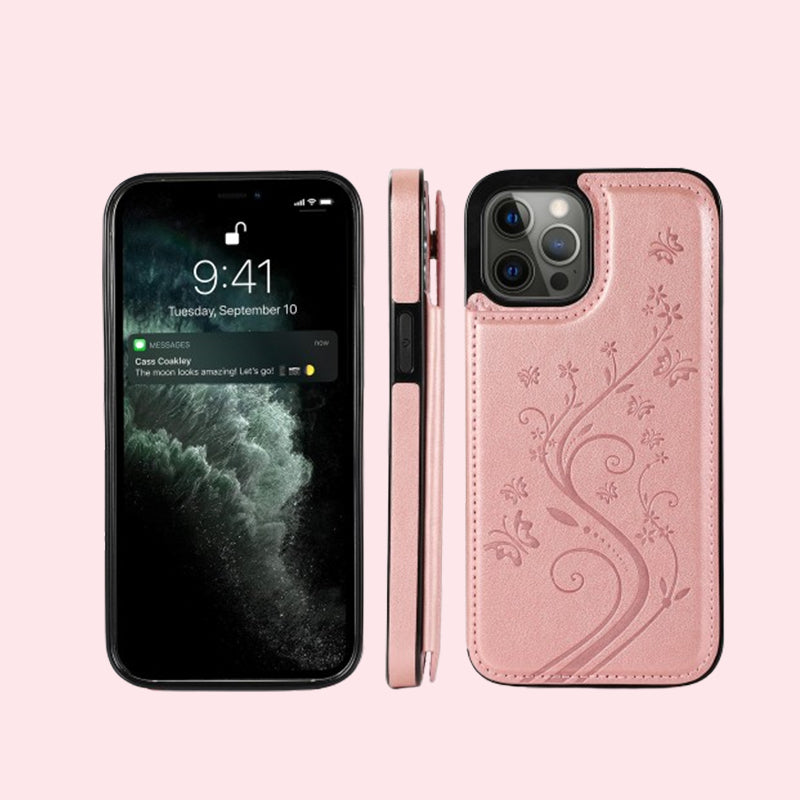 Butterfly Embossed Flip Card Case