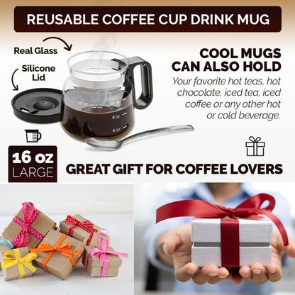 💕49% OFF💖☕ 16 Oz Glass Coffee Mug – Coffee Pot Style