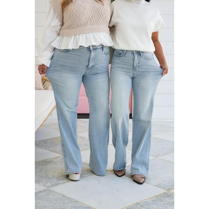 🏆LAST DAY SALE 50% OFF💥 Vintage Wash Plus-Size Jeans -Stretchy, Straight Leg & Butt-Lifting Fit