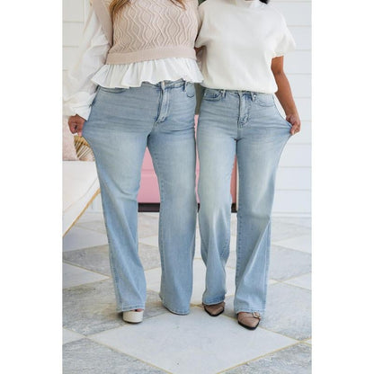 🏆LAST DAY SALE 50% OFF💥 Vintage Wash Plus-Size Jeans -Stretchy, Straight Leg & Butt-Lifting Fit