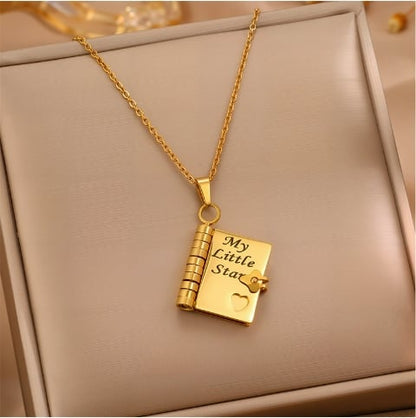 My Little Star Book Necklace for Daughter, Birthday Day Gift Graduation Jewelry of Love