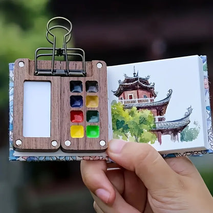 🔥🎨 Walnut Wood Box Watercolor Paint Set