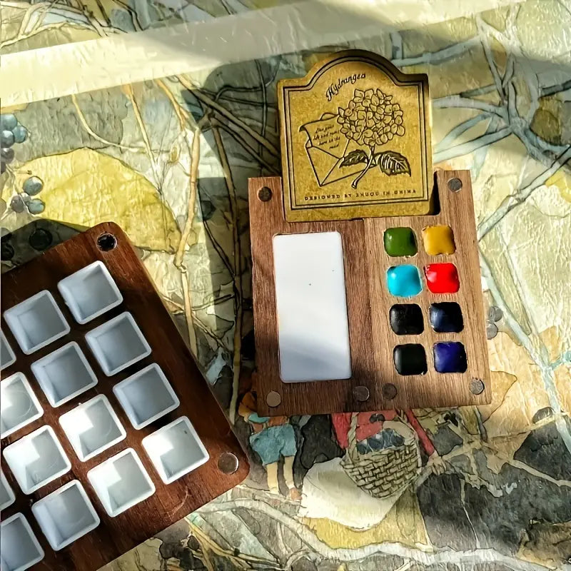 🔥🎨 Walnut Wood Box Watercolor Paint Set