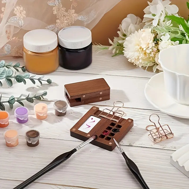 🔥🎨 Walnut Wood Box Watercolor Paint Set