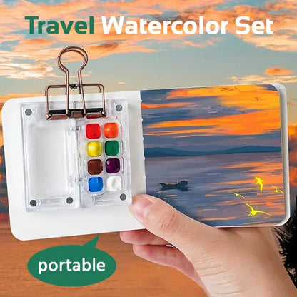 🔥🎨 Walnut Wood Box Watercolor Paint Set