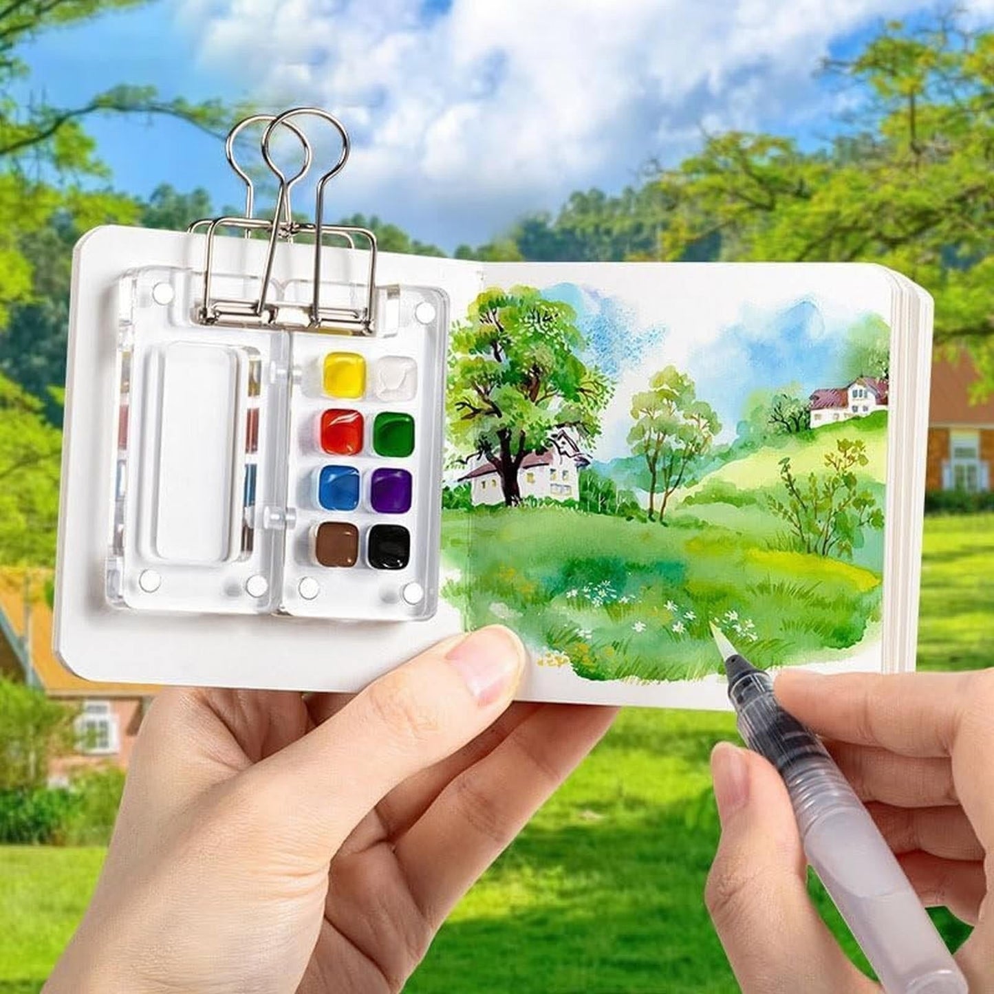 🔥🎨 Walnut Wood Box Watercolor Paint Set