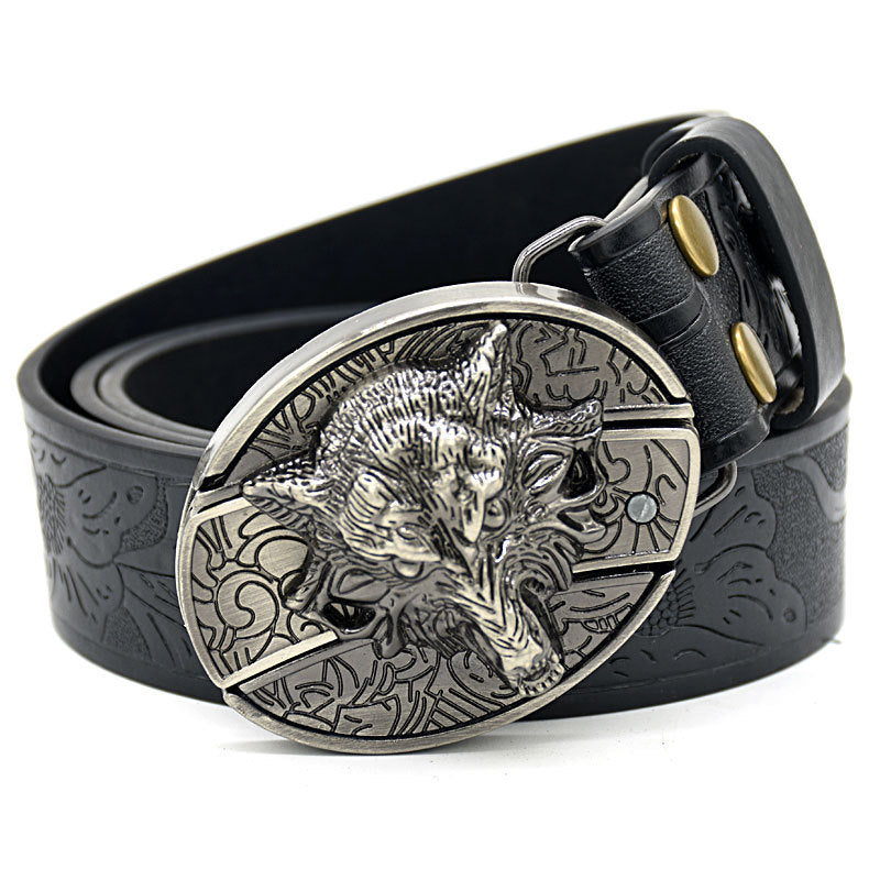 🤠 Embossed Tiger + Knife Buckle Belt ⚔️