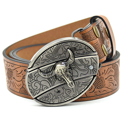 🤠 Embossed Tiger + Knife Buckle Belt ⚔️