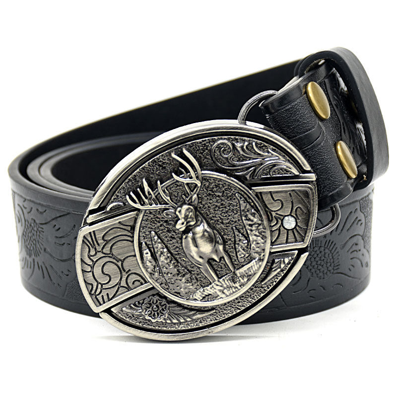 🤠 Embossed Tiger + Knife Buckle Belt ⚔️