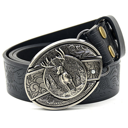 🤠 Embossed Tiger + Knife Buckle Belt ⚔️