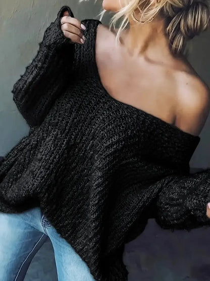 ✨Women's Off-the-Shoulder Sweater Loose Lightweight Pullover Top