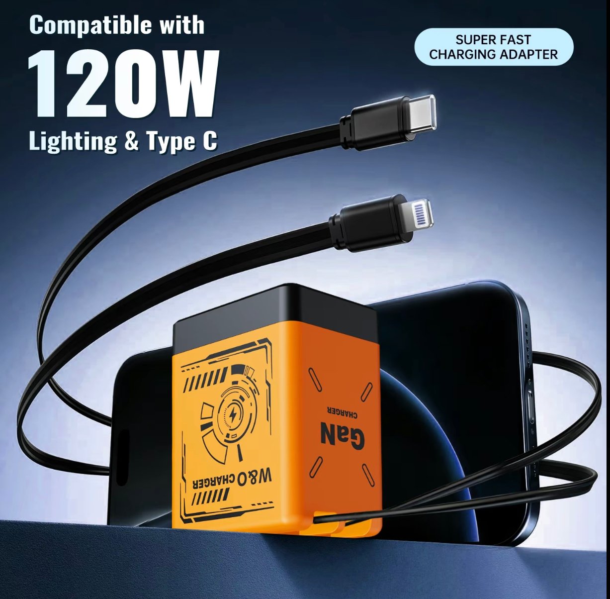 ⏰Limited stock!🔥120W GaN Super Fast Charger with 2-in-1 Cables!