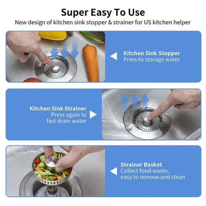 🔥LAST DAY -Upgraded 3 in 1 Kitchen Sink Drain Strainer