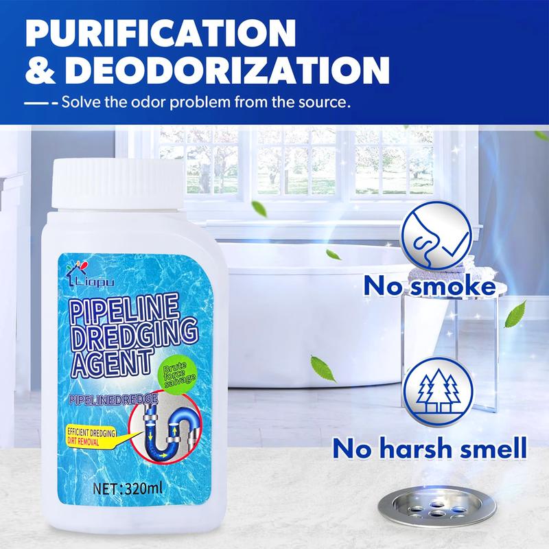 Liapu Powerful Pipe Dredging Agent for Kitchen and Toilet Pipelines - Dissolves 200+ Blockages and Kills 99% of Bacteria