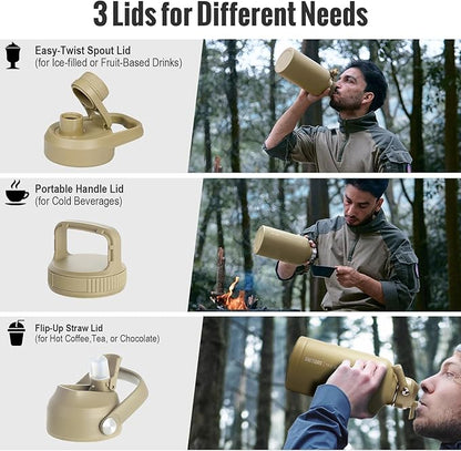 🎖️ Portable Cold & Hot Stainless Steel water bottle with Straw – Reusable Drinkware