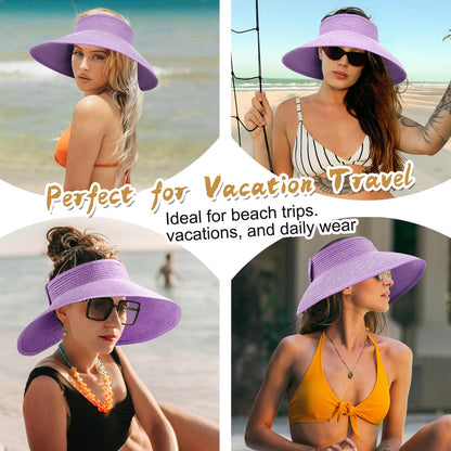 🌞  Foldable Open-Top Straw Sun Hat