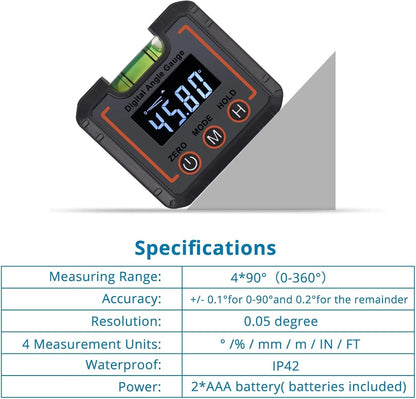 🔥 49% KORTING – 0-360° Digitale Hoekmeter met Magneet