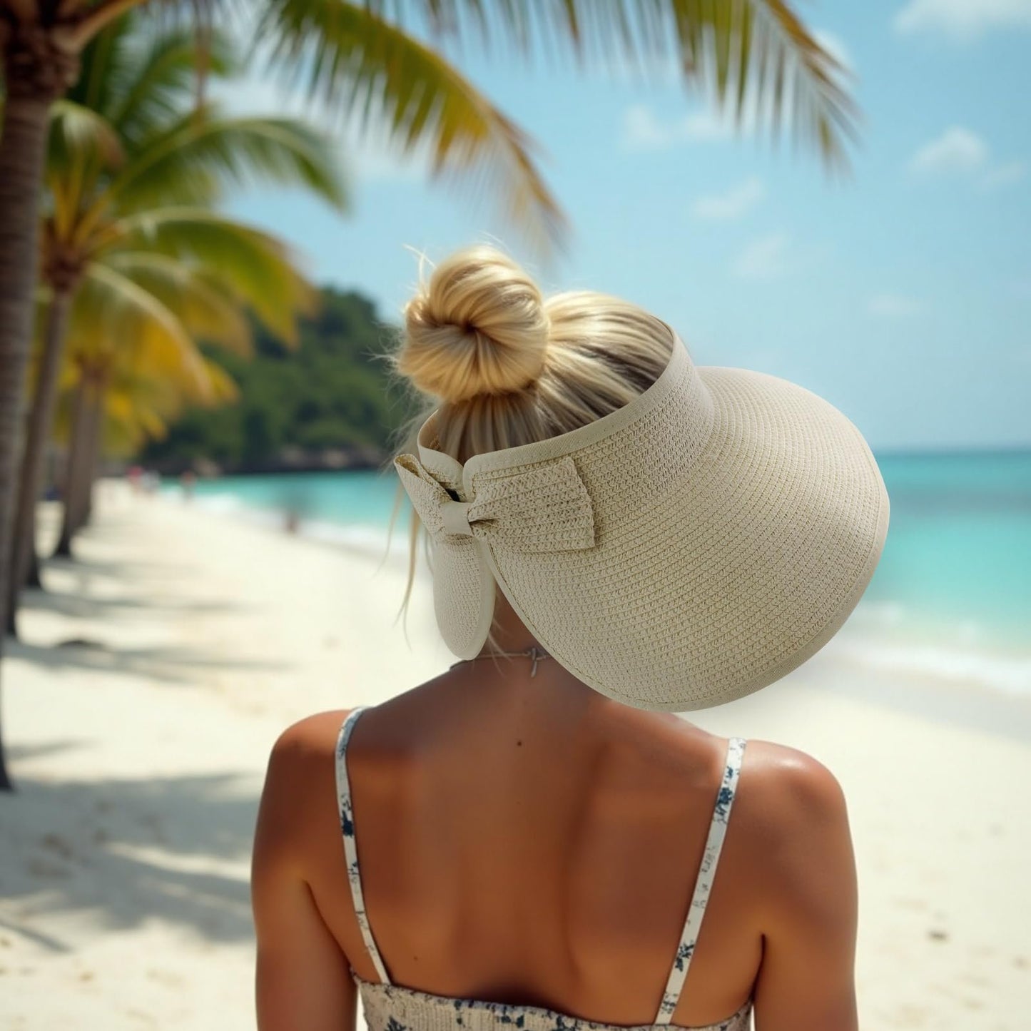 🌞  Foldable Open-Top Straw Sun Hat
