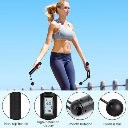 Skipping Rope with Counter, Cordless Jump Rope, Smart Weighted Jump Rope