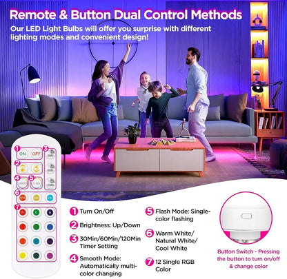 🏆Flash Sale⚡ 50K+ SOLD! Almost Gone-💥Rechargeable Light Bulbs with Remote Control, Battery Operated Light Bulb for Sconce and Lamp, 3 Color Temperature Dimmable E26 Wireless Detachable LED Charging Bulb,Best gifts
