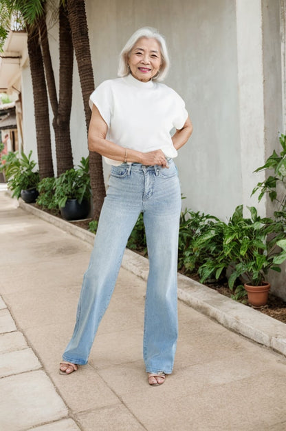 🏆LAST DAY SALE 50% OFF💥 Vintage Wash Plus-Size Jeans -Stretchy, Straight Leg & Butt-Lifting Fit